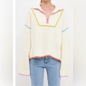 English Factory Colorful Trim Women's Sweater - Size S